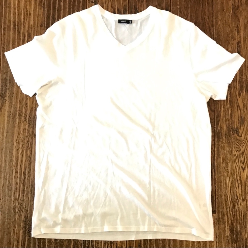 Mens Vince V-Neck Pima Shirt White Size XXL
